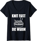 Womens Knit Fast Die Warm Funny Yarn Rebel Quote V-Neck Yarn Supply | Trending 2025 | Perfect for Crafters