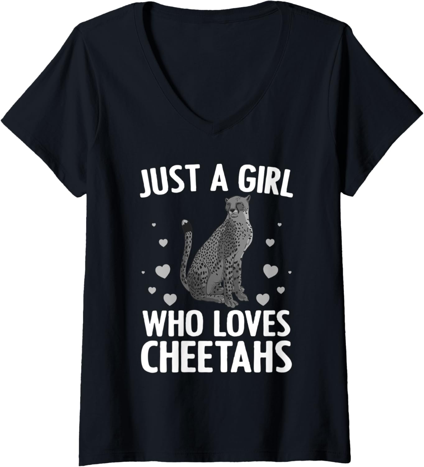 Womens Cute Cheetah Design For Women Girls Cat Animal Cheetah Lover V Neck Apparel Streetwear Style Fan Favorite