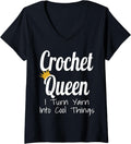 Womens Crochet Queen I Turn Yarn Into Cool Things Funny Yarn Artist V-Neck Yarn Supply | Top Rated | Perfect for Craf...