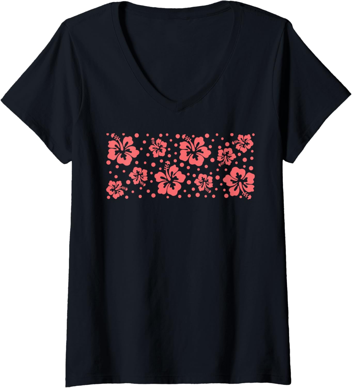 Womens Aesthetic Hibiscus Summer Flower Leopard Cheetah print V Neck Apparel Comfort Fit Everyday Wear