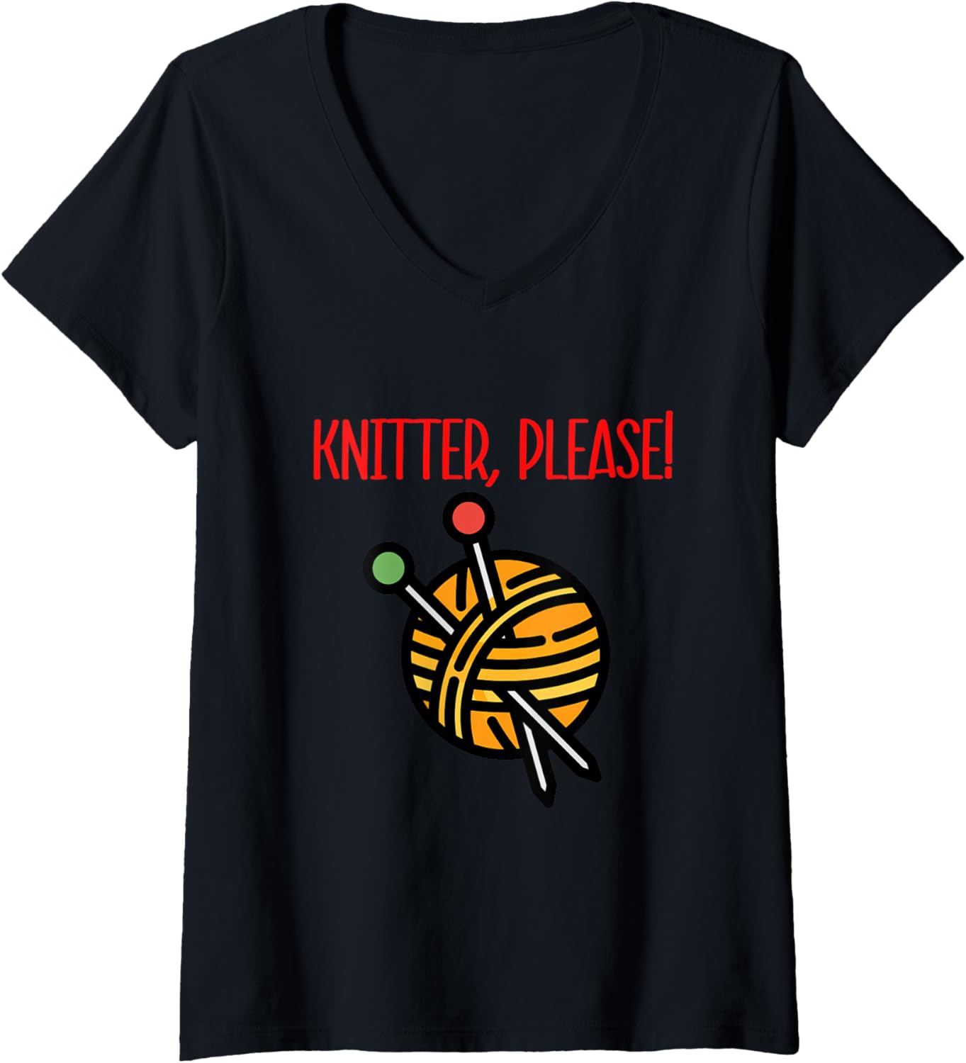 Womens Knitters Please, Yarn and Knitting Needle Design V-Neck Yarn Supply | Trending 2025 | High CTR Title