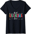 Womens Best Grandma Ever Leopard or Cheetah Print Text Design V Neck Apparel High Search Demand Fan Favorite