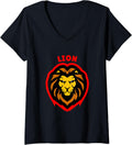 Womens Lion Leopard Cheetah Tiger Face Illustration V Neck Apparel Trending US Best Seller Look