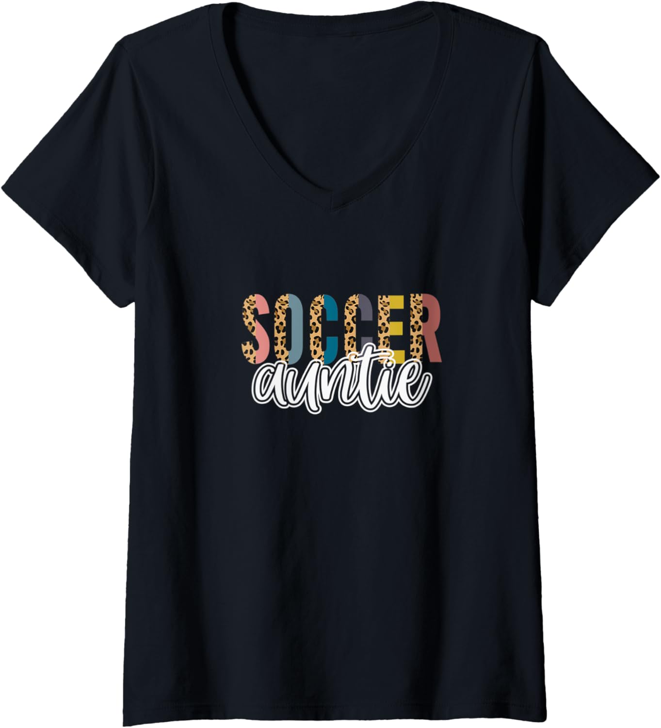 Womens Soccer AUNTIE Leopard Cheetah Print Retro Trendy Cute V Neck Apparel Trending US Fan Favorite