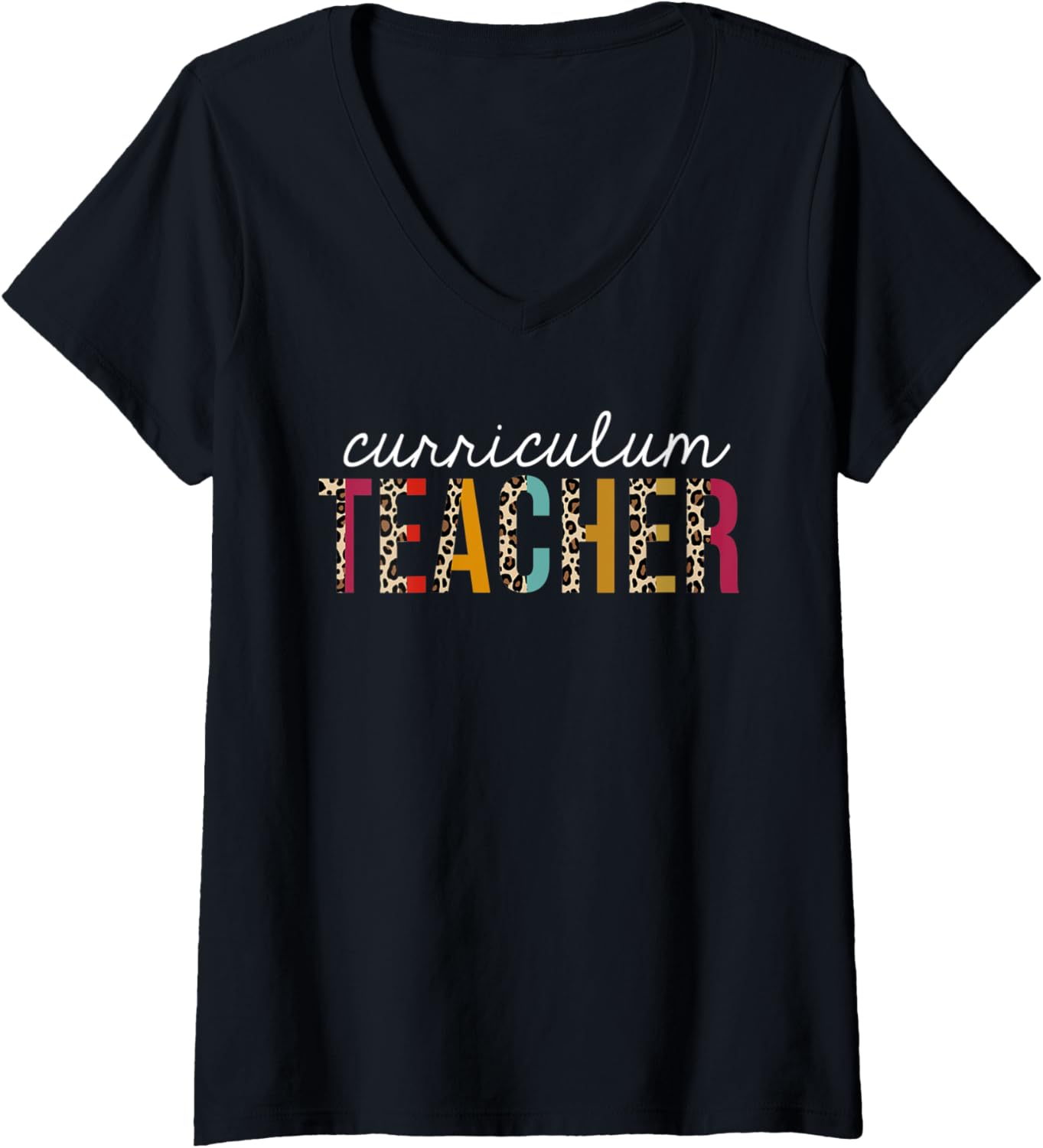 Womens Curriculum Teacher Leopard Print Funny Teaching Appreciation V Neck Apparel High Search Demand Best Seller Look