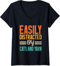 Easily Distracted By Cats and Yarn V-Neck Yarn Supply | High Search Volume | Best Seller Choice