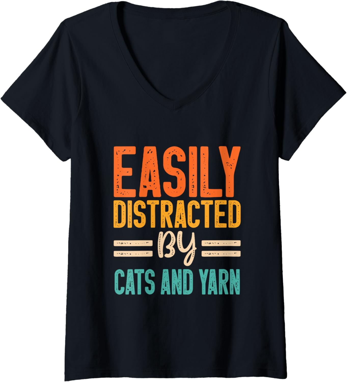 Easily Distracted By Cats and Yarn V-Neck Yarn Supply | High Search Volume | Best Seller Choice