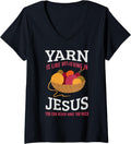 Womens Yarn is like believing in Jesus V-Neck Yarn Supply | Viral US Pick | Perfect for Crafters