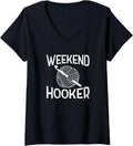 Womens Weekend Hooker Funny Crochet Yarn V-Neck Yarn Supply | Trending 2025 | High CTR Title