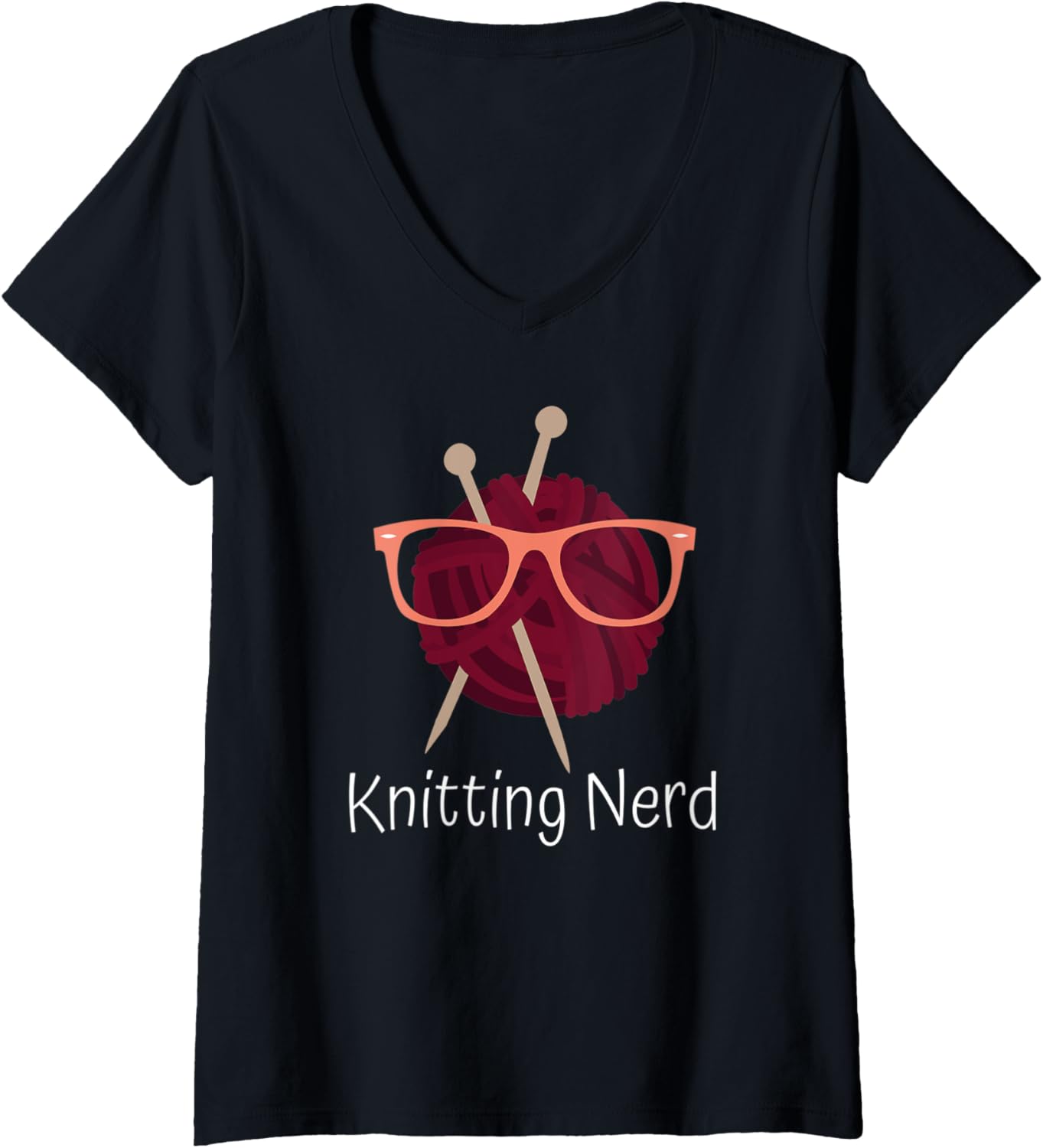 Womens Knitting Nerd Funny Grandma Mom Crocheting Yarn Lover V-Neck Yarn Supply | Viral US Pick | Best Seller Choice