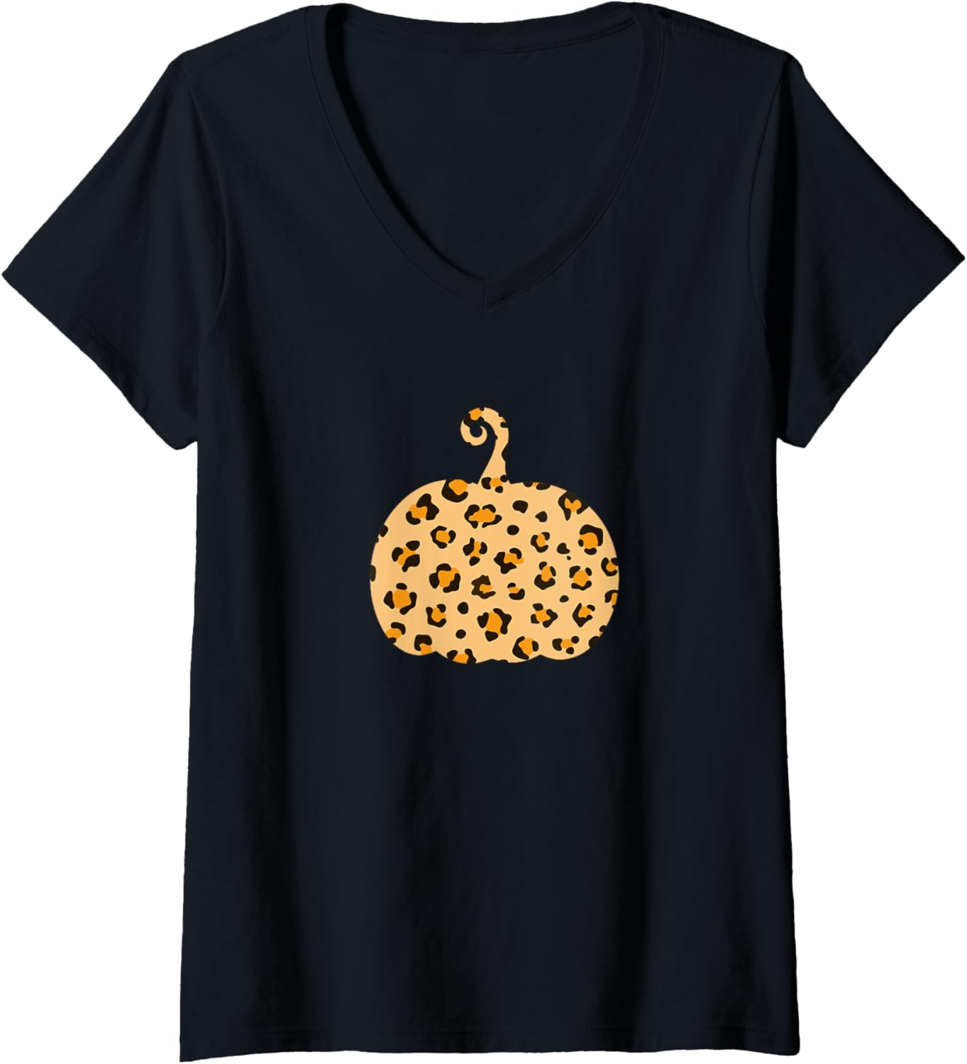 Fall Pumpkin Leopard Cheetah Print Orange V Neck Apparel Comfort Fit Best Seller Look