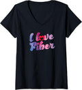 Womens I love fiber Handspinning Wool Fiber for spinning Yarn V-Neck Yarn Supply | High Search Volume | Best Seller C...