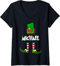 Womens Funny Matching Family Elf Costume Michael V-Neck Apparel | Perfect Gift Idea