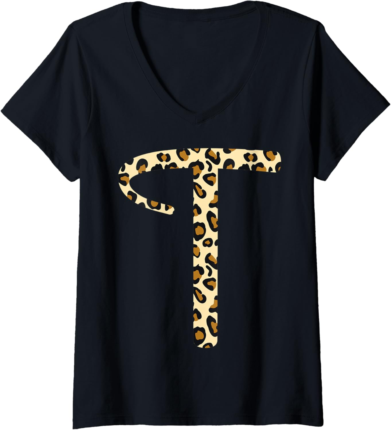 Womens monogram name initial letter T cheetah skin print pattern V Neck Apparel Viral TikTok Find Gift Ready