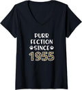 Womens Purrfection Since 1955 66th Birthday Leopard Cheetah Print V Neck Apparel Premium Print Best Seller Look