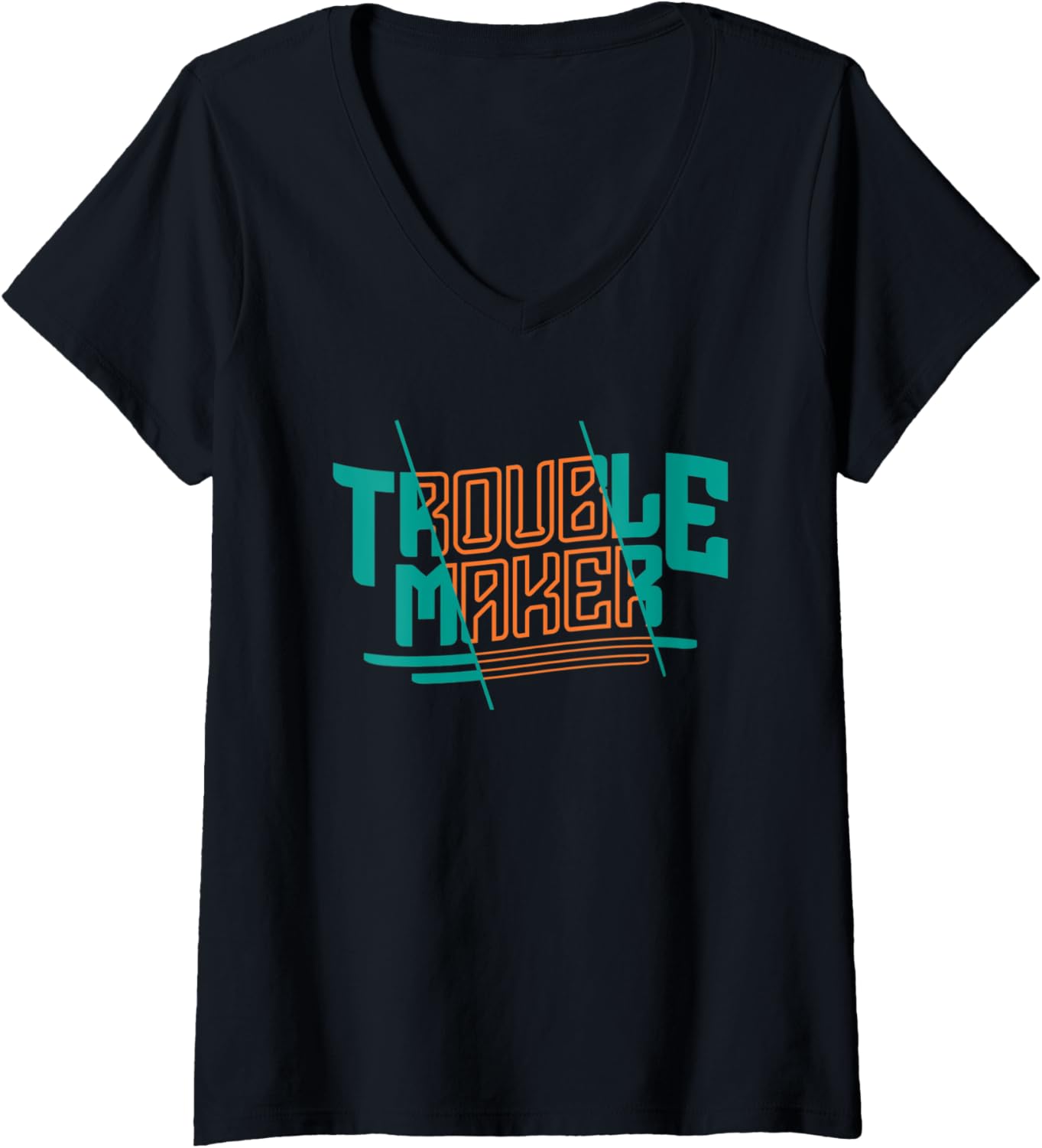 Womens Sarcastic Troublemaker V-Neck Apparel | Premium Quality | Must-Have Style
