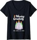 Womens Waxing Creativity One Candle At A Time Candle Lover Makers V-Neck Apparel | Best Seller Pick | Must-Have Style