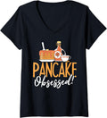 Womens Pancake Obsessed maker Pancakes Breakfast V-Neck Apparel | US Viral Style | Must-Have Style