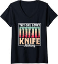 Womens This Girl Loves Knife Making Maker Knives Lover Hobby V-Neck Apparel | Best Seller Pick | Must-Have Style