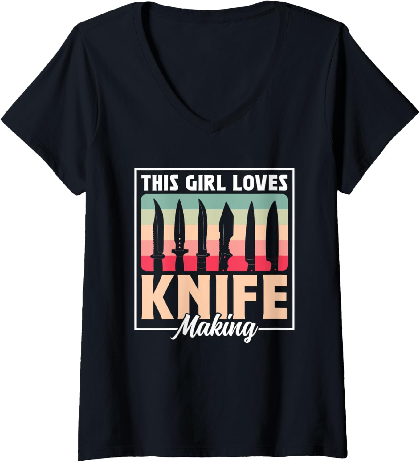 Womens This Girl Loves Knife Making Maker Knives Lover Hobby V-Neck Apparel | Best Seller Pick | Must-Have Style