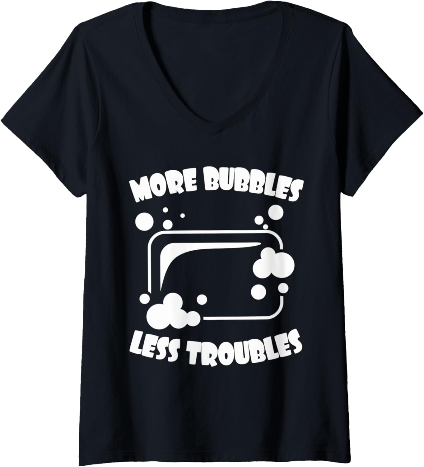 Womens More Bubbles Less Troubles Soap Making Soap Maker Homemade V-Neck Apparel | Best Seller Pick | Perfect Gift Idea