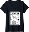 Womens The Knitter Design with Yarn and Needles V-Neck Yarn Supply | Top Rated | Best Seller Choice