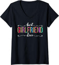 Womens Best Girlfriend Ever Leopard or Cheetah Print Text Design V Neck Apparel Viral TikTok Find Everyday Wear