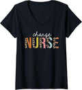 Womens Charge Nurse Leopard Print Registered RN Nursing Life V Neck Apparel Premium Print Gift Ready