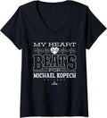 Womens My Heart Beats For Michael Kopech V-Neck Apparel | Viral Streetwear Style