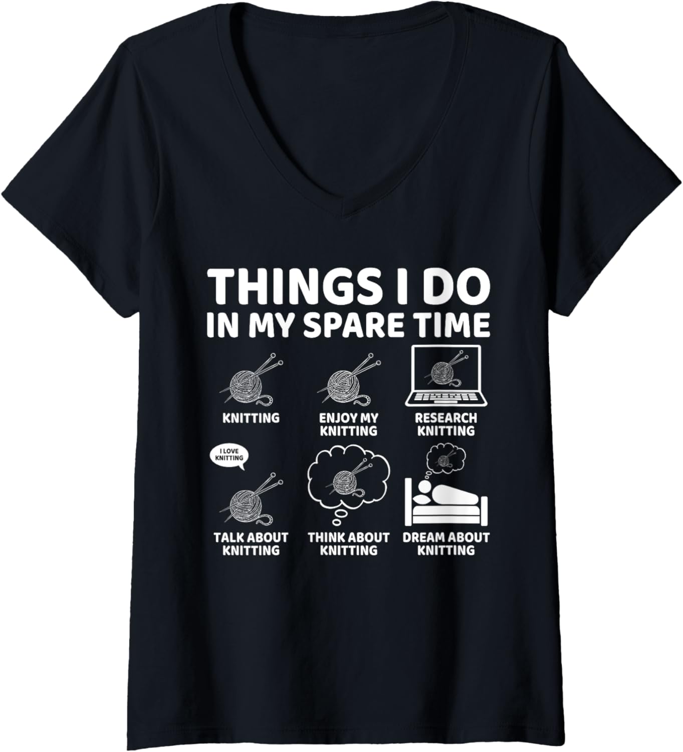 Womens Things I Do in My Spare Time Funny Knitting Yarn Lover V-Neck Yarn Supply | Top Rated | High CTR Title