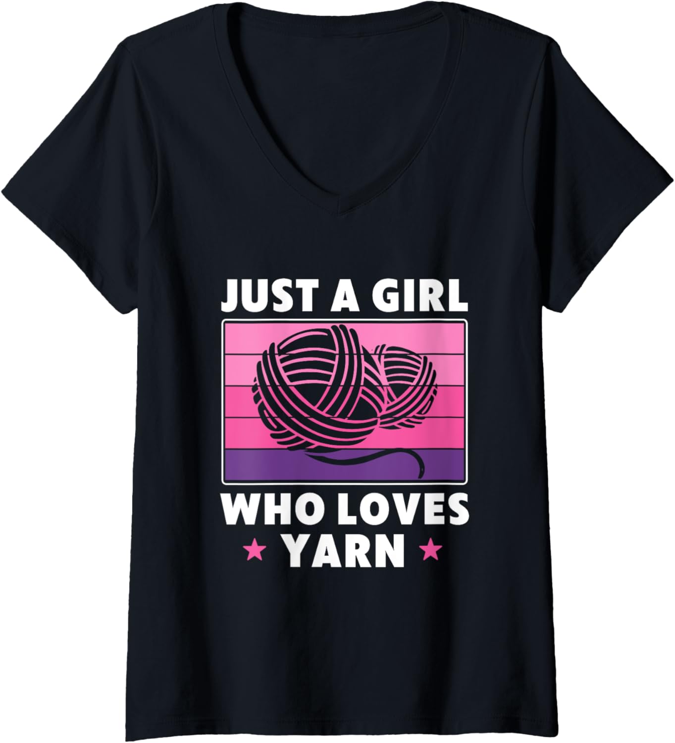 Womens Just a Girl who Loves Yarn women Knitting Crocheting V-Neck Yarn Supply | Trending 2025 | Perfect for Crafters