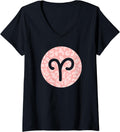 Womens Aries Zodiac Horoscope Sign Pink Cheetah Leopard Print V Neck Apparel Trending US Best Seller Look