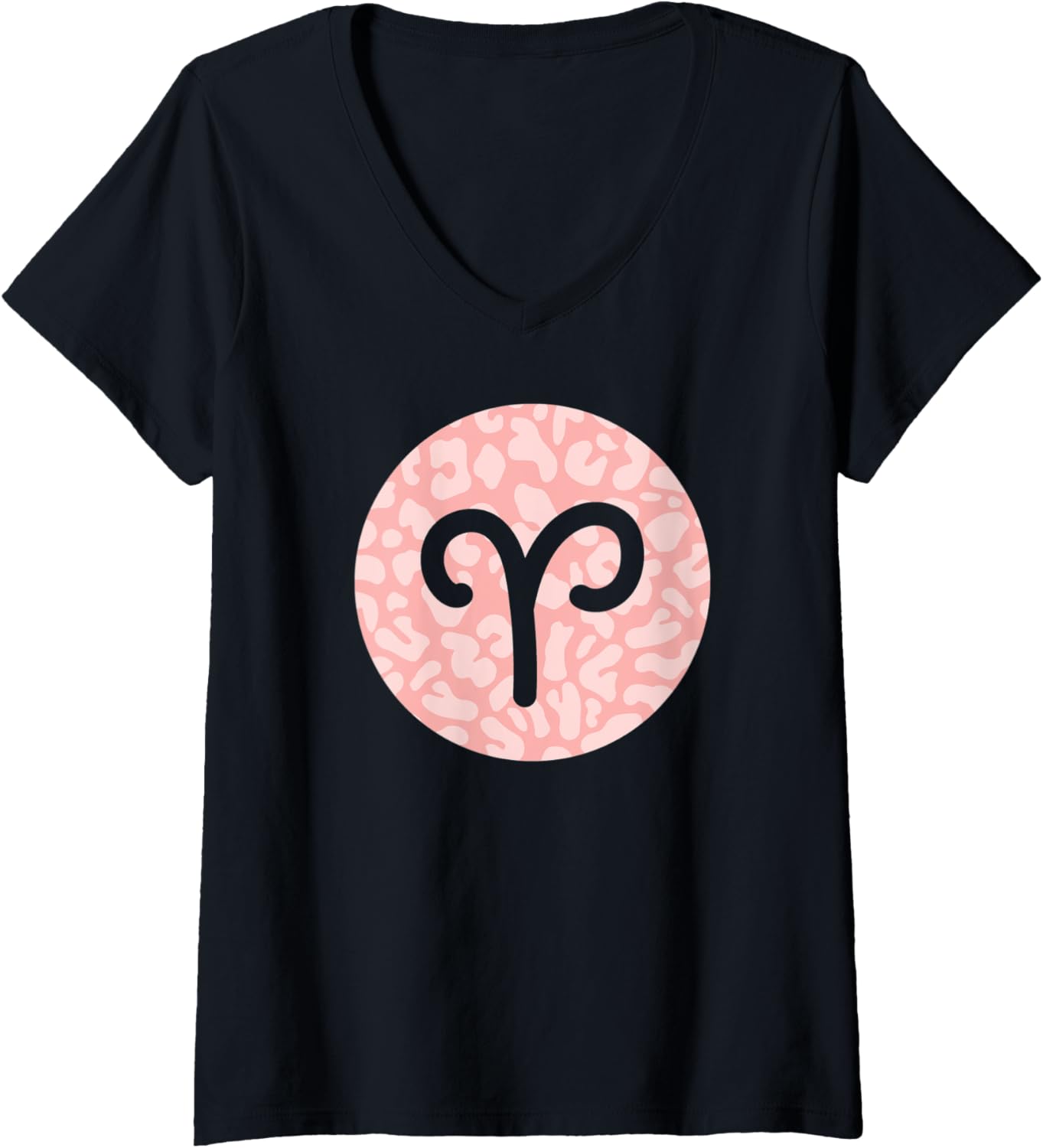Womens Aries Zodiac Horoscope Sign Pink Cheetah Leopard Print V Neck Apparel Trending US Best Seller Look