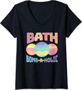 Womens Bath Bomb-A-Holic Hilarious Bath Bomb Maker V-Neck Apparel | High Search Volume | Aesthetic Fit