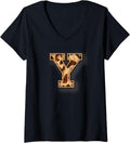 Womens Cute Letter Y Initial Name Leopard Cheetah Animal Print V Neck Apparel Comfort Fit Everyday Wear