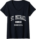 Womens St. Michael Minnesota MN JS04 Vintage Athletic Sports V-Neck Apparel | US Best Seller