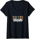 Womens Soccer MOM Leopard Cheetah Print Retro Trendy Cute V Neck Apparel Trending US Best Seller Look