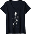 Womens US Jazz Musician Sam Rivers by Michael Grecco V-Neck Apparel | Trending 2025