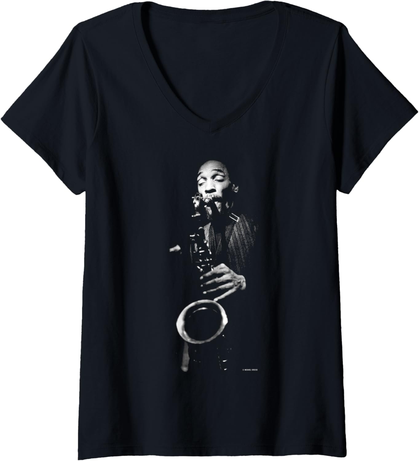 Womens US Jazz Musician Sam Rivers by Michael Grecco V-Neck Apparel | Trending 2025