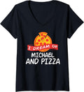Womens I Dream of MICHAEL and Pizza MICHAELS V-Neck Apparel | Perfect Gift Idea