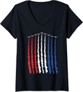 Womens Air Show Flag Smoke Trail Jet Formation V Neck Apparel Streetwear Style Gift Ready