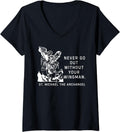 Womens Never Go Out Without Your Wingman St. Michael The Archangel V-Neck Apparel | Viral Streetwear Style