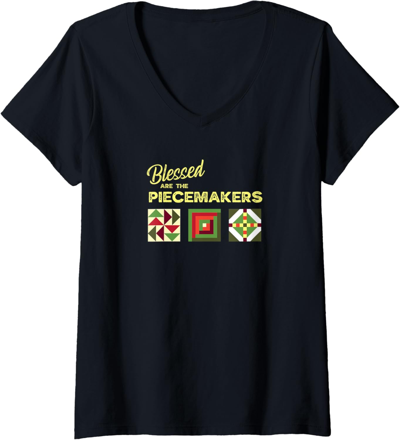 Womens Blessed are the Piece makers Quilting Squares Gift V-Neck Apparel | Trending 2025 | Must-Have Style