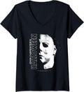 Womens Halloween Michael Myers Large Face V-Neck Apparel | US Best Seller