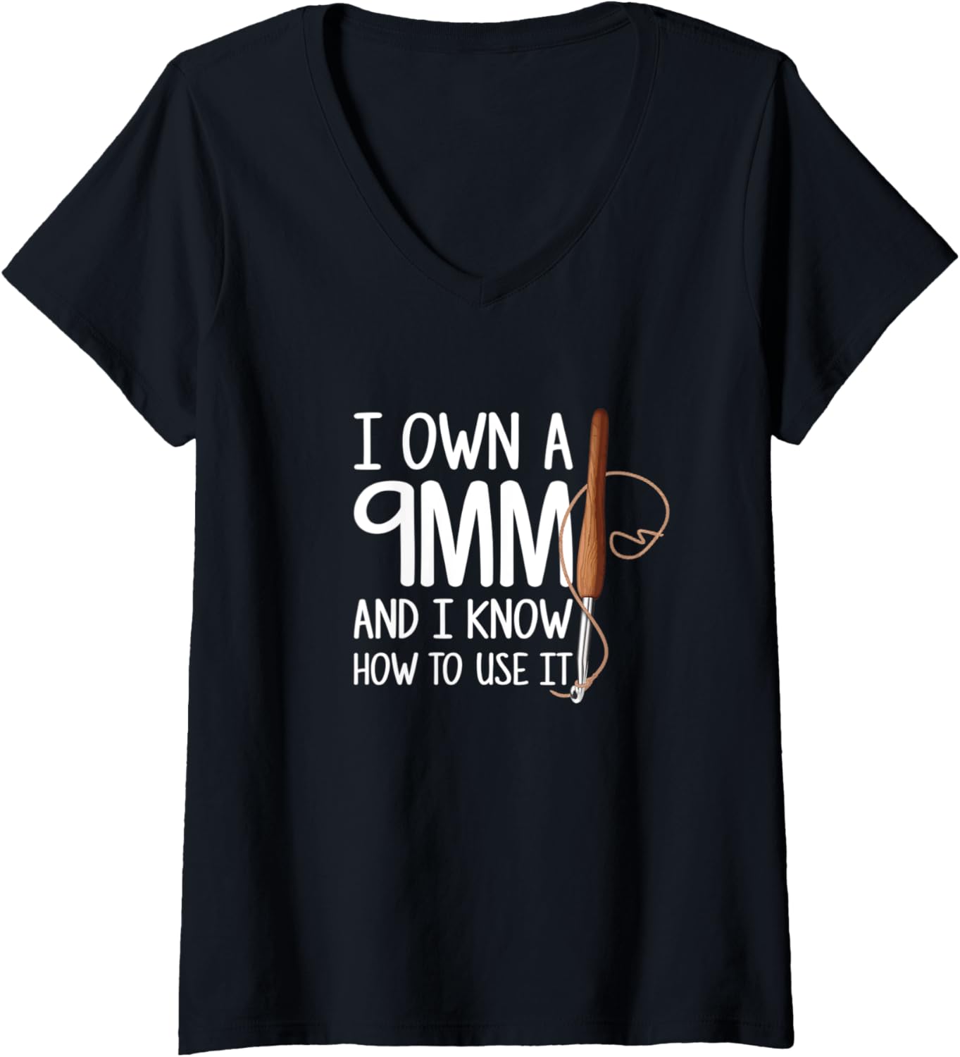 Womens i own a 9mm crochet, crocheting yarn V-Neck Yarn Supply | Trending 2025 | Best Seller Choice