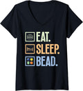 Womens Eat Sleep Bead Jewelry Maker Jewelry Making Lover Graphic V-Neck Apparel | Best Seller Pick | Must-Have Style