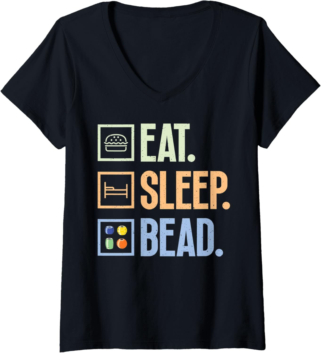 Womens Eat Sleep Bead Jewelry Maker Jewelry Making Lover Graphic V-Neck Apparel | Best Seller Pick | Must-Have Style