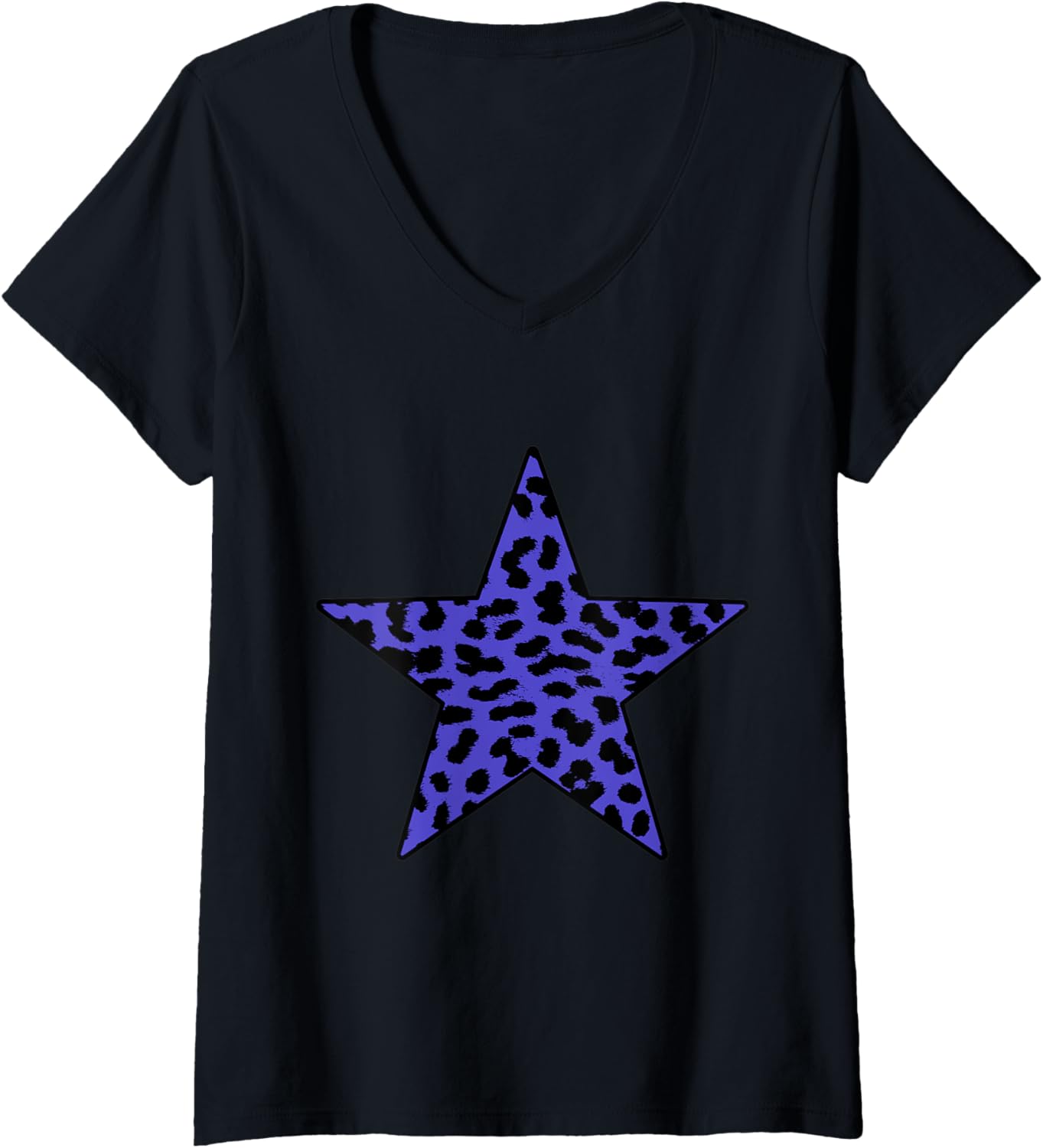 Womens Blue Rockabilly Punk Rock n roll Leopard Pattern Cheetah V Neck Apparel Comfort Fit Everyday Wear