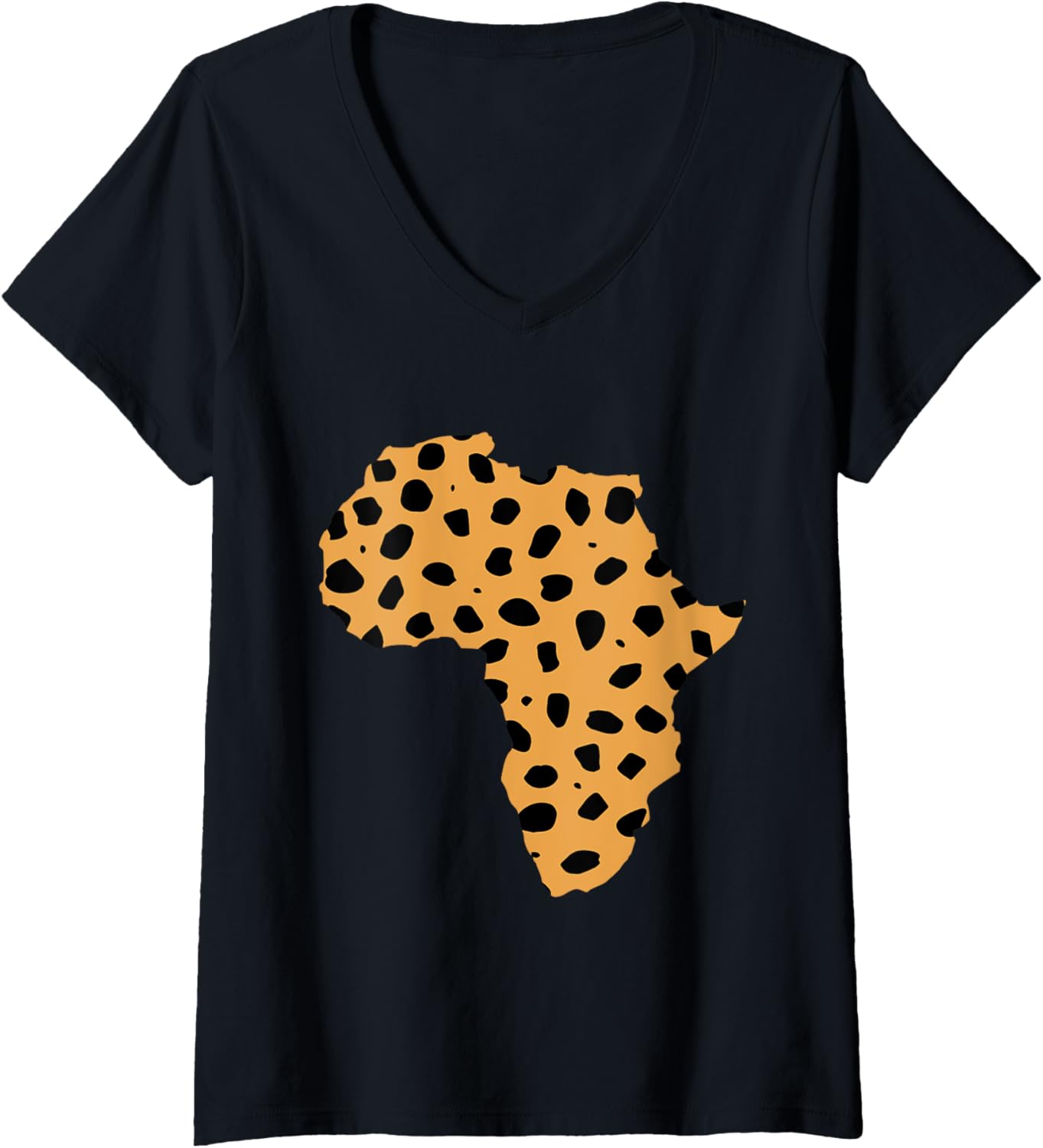 Cheetah Animal Print on Africa Map V Neck Apparel Viral TikTok Find US Top Pick