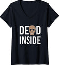Womens Halloween Introverts Dead Inside Cheetah Print Skull V Neck Apparel Viral TikTok Find US Top Pick